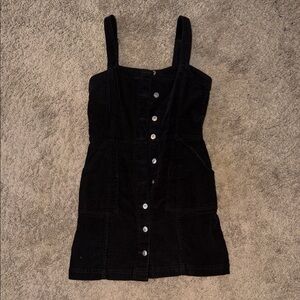 Black Button-Down Corduroy Dress